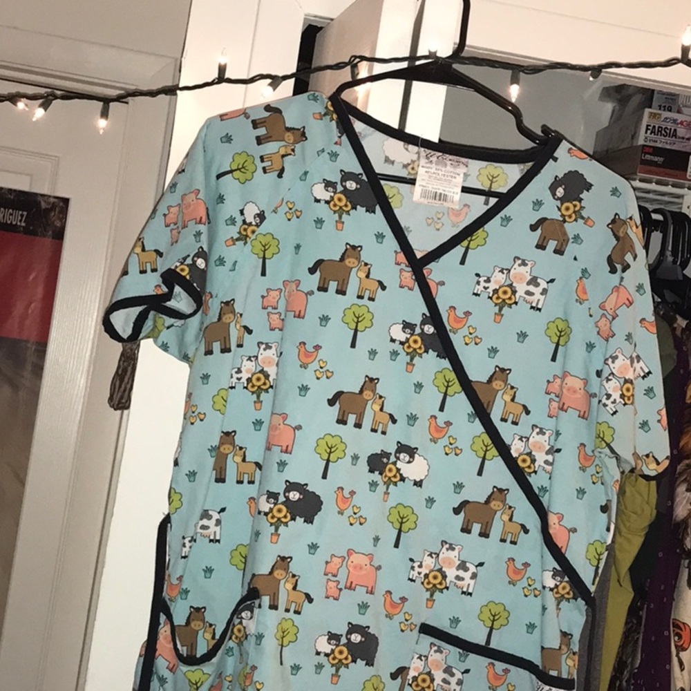adorable farm animal scrub top